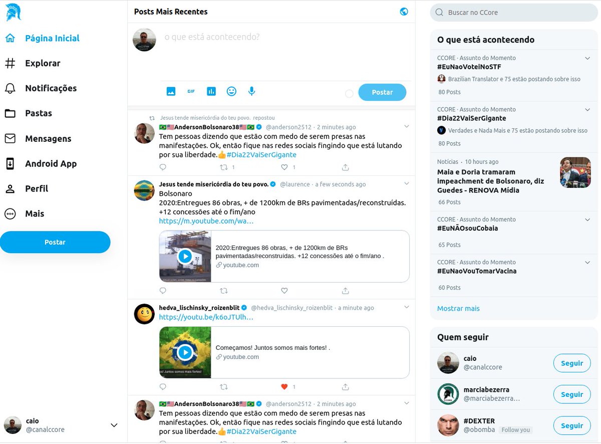 ccore.org crie sua conta, é parecido com o twitter, só que sem censura