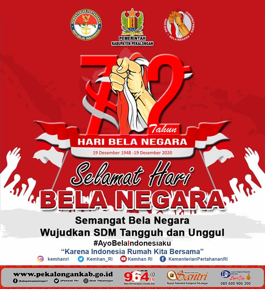 Selamat Hari Bela Negara 19 Desember 2020.
"Semangat Bela Negara Wujudkan SDM Tangguh dan Unggul