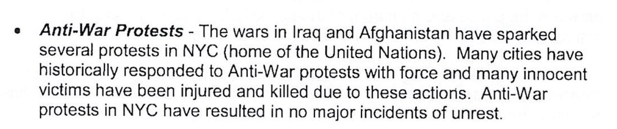 The 5th such event: 2003 anti-war protests that the NYPD claims "resulted in no major incidents of unrest." 