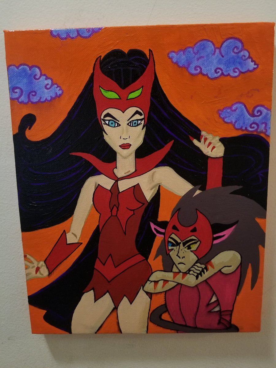 JoJosPaintShop's tweet photo. New Painting! 

#sheRa #sherafanart #catra #thenandnow #oldandnew #acrylic #wallart #secretsanta #artfromtheheart https://t.co/wWKYGxQLF6