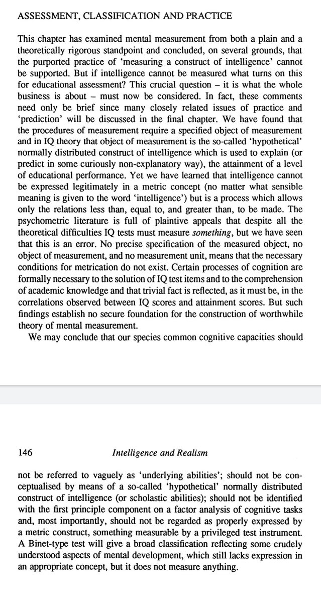 14/n Glaring omissions - failing to discuss: Nash's (1990: 145-146) argument showing that since IQ-ists have not specified the measured object, the object of measurement and the measurement unit, then such "measures", as they claim to have been doing all along, are impossible.