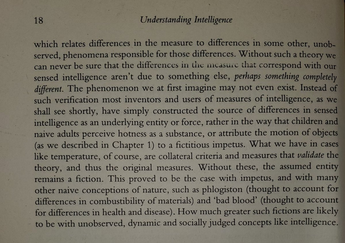 15/n Richardson (1990: 17-18) in Understanding Intelligence argues that "intelligence" is nothing like temperature, which has been validated independently of the measurement used to "measure" it: