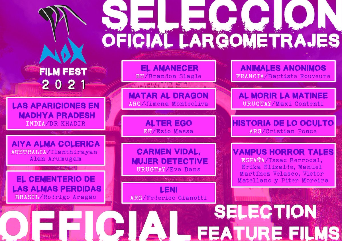 saloreyesfilm's tweet photo. Aquí les compartimos la Selección Oficial de Largometrajes NOX FILM FEST 2021
Here the Official Selection NOX FILM FEST 2021
SE VIENE!
COMING SOON!
Peliculones! https://t.co/qweZGzWbgu