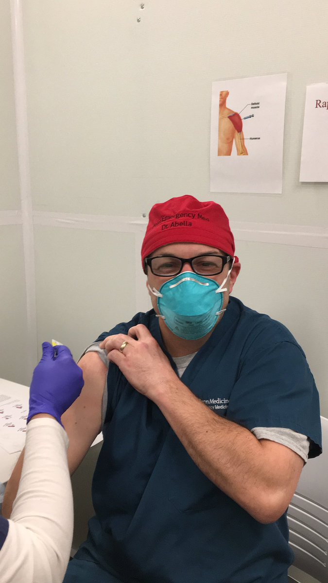 BenjaminAbella's tweet photo. Proud to get the #COVID vaccine tonight. The father of our neighbor and friend died of COVID in the ICU tonight - I dedicate this to his memory. If me getting the shot could help save one life, it would be enough. #vaccinated #WearAMask https://t.co/bF040PxNqi