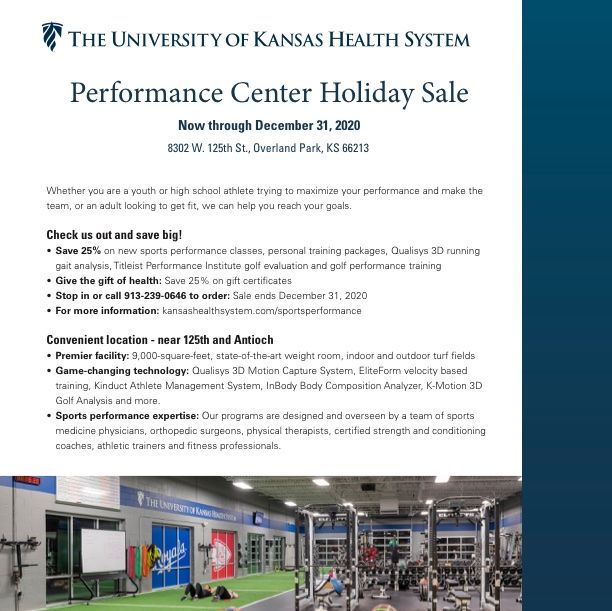 bison Uanset hvilken piedestal KU Sports Medicine on Twitter: "Holiday shopping today? Give the gift of  fitness &amp; performance. Our Performance Center has a holiday sale! Save  25% on new sports performance classes &amp; personal training