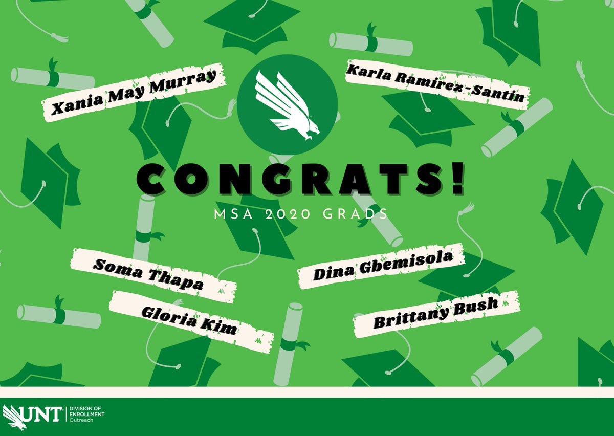 untoutreach's tweet photo. Congrats to our graduating MSA scholars! 

Thanks for all the hard work you put in this semester! We wish you the best of luck in your future endeavors!💚🦅

#unt #gmg #UNTAlum #classof2020 #UNTAlum #unt20 https://t.co/puLYzb2WMJ