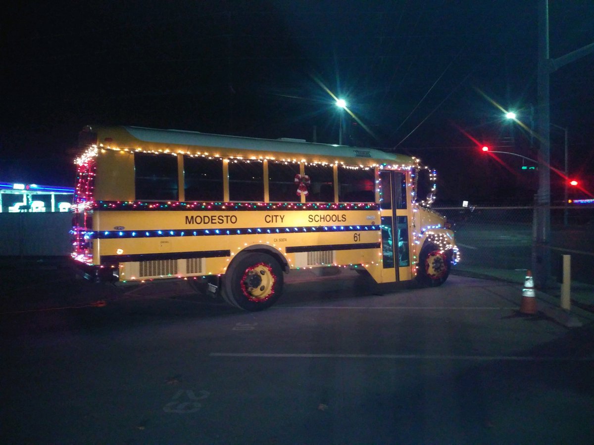 Check out the awesome work by our Transportation Dept to decorate one of their buses in true holiday spirit! Be sure to look for this decked out holiday bus at the corner of Carpenter Rd. and Woodland Ave. Happy Holidays from Modesto City Schools and the Transportation Team!