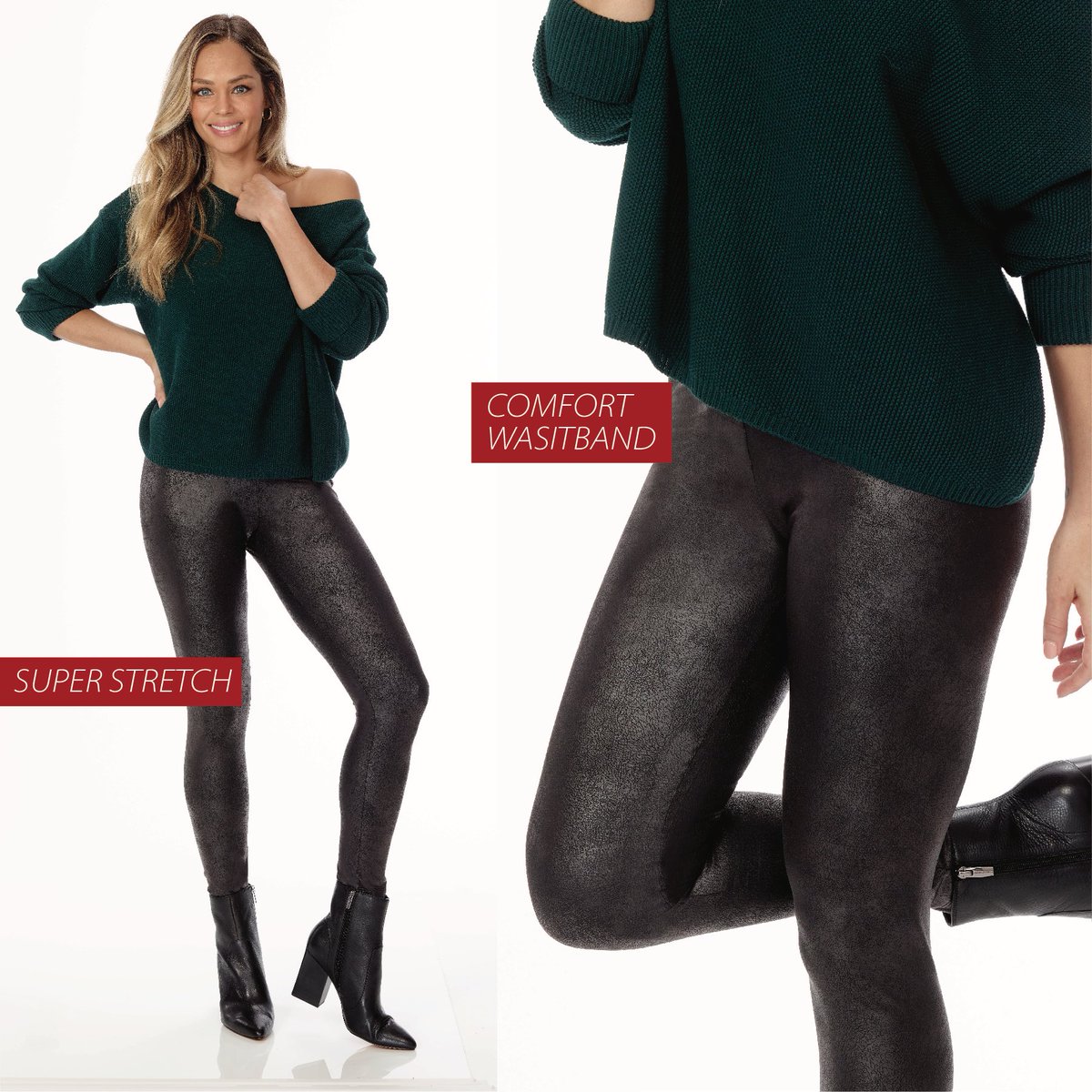 SecretLegwear's tweet photo. The official winter look: Cozy knit sweater, booties and Vintage Leatherette Leggings! Get our leggings here 👉 @WalmartCanada @LondonDrugs
#Secret #Vintage #Leatherette #Winterlooks #hosieryessentials #leggings #wegotyoucovered #canadianbrand designed by #canadiandesigners https://t.co/mTjOm3UQ29