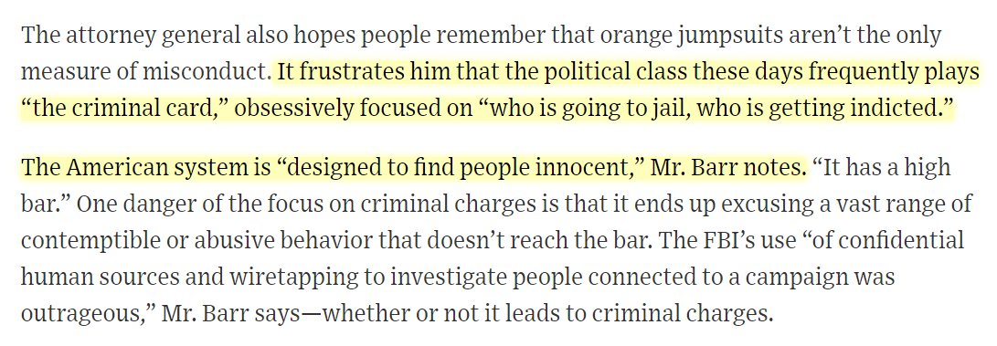 This interview is a trainwreck. AG Barr is frustrated that people want to know if anyone will go to prison for illegally spying on a Presidential campaign and trying to overthrow the President. Really? That's what's frustrating? Good grief.