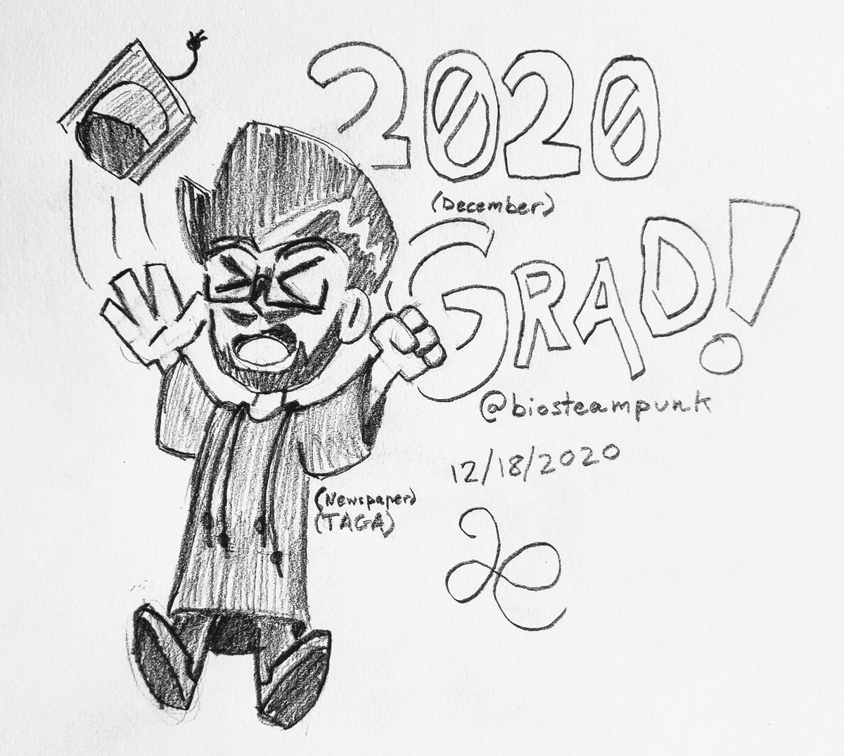 biosteampunk's tweet photo. In all the job searching I nearly forgot to make a sketch for one of my biggest accomplishment #Graduation2020 #appstate #drawing #appstateclassof2020 #AppStateAlumni https://t.co/ueSzk4FaE6