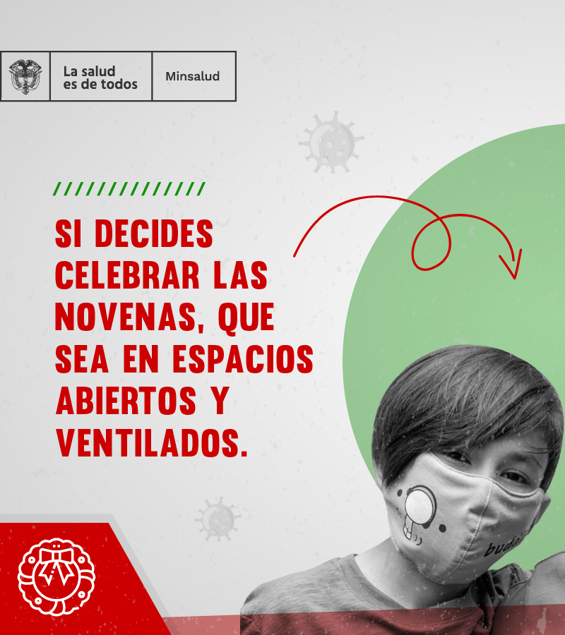 MinSaludCol's tweet photo. Ten cuidado en reuniones, novenas y celebraciones de fin de año. Evita espacios cerrados, mantén el distanciamiento físico mínimo de 2 metros, y tu tapabocas bien puesto. Sigue #LaMejorRecetaParaEstaNavidad y evitemos el contagio. https://t.co/0nF8IfV7Eo