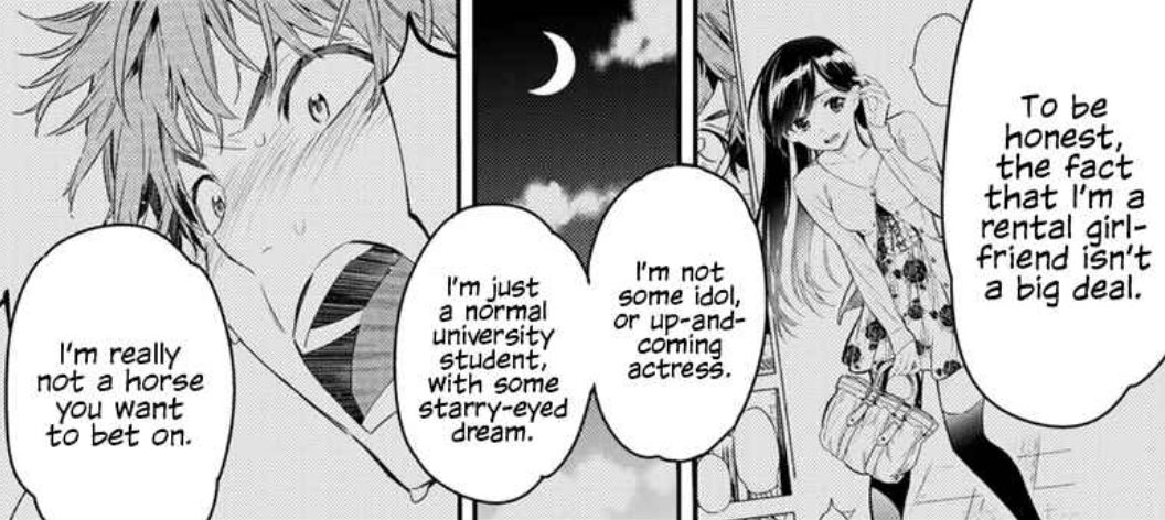 Chizuru slowly but surely blossoms with his help, which comes to fruition in the manga's movie arc, as Kazuya was the driving force behind getting her to actualize her dream of becoming an actress. Much like a plant needs sunlight and water to grow, Kazuya's idealism and almost-