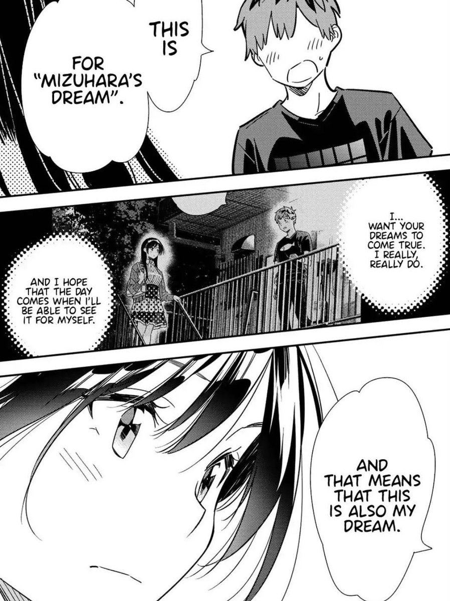 There are many reasons why he shouldn't be helping Chizuru out: rental GF, Ruka the "real" GF, Mami the ex-GF, and lying to each others' families. Yet still, the endgame is still the same, which is helping Chizuru reach her full potential because of his undying belief in her