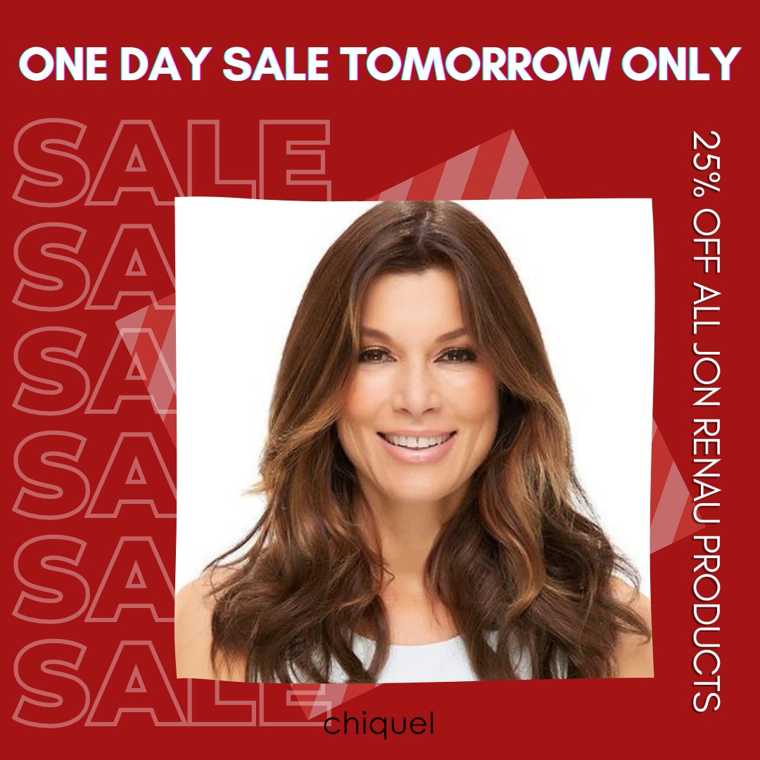 ❗TOMORROW ONLY, all #JonRenau products will be 25% off! 💫 Set a reminder so you don’t miss out on this one-day sale! 🕗 Visit our website to view all of our Jon Renau products so you’re ready to #shop the #sale tomorrow: bit.ly/3ngriBU #jonrenauproducts #chiqwigs