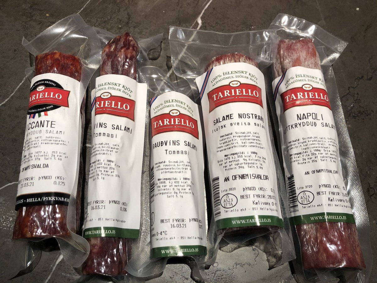 Culinary news from #Iceland: Roberto Tariello is an Italian living in Iceland. He makes the best salami I know- yes, compared to Italian produce. He’s made lamb prosciutto for Xmas but lonzo etc is part of his usual offer!