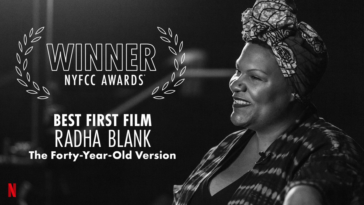 netflixqueue's tweet image. So much to celebrate. @RadhaMUSprime wins Best First Film for The Forty-Year-Old Version! #NYFCC