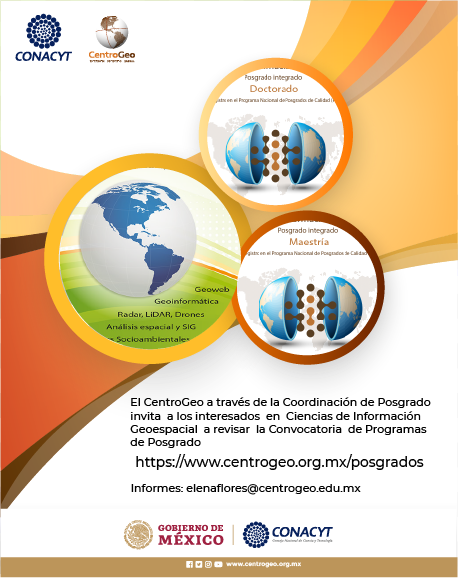 CentroGeo_'s tweet photo. El CentroGeo a través de la Coordinación de Posgrado invita a los interesados en Ciencias de Información Geoespacial a revisar la Convocatoria de Programas de Posgrado
https://t.co/T2uAiCDZVZ https://t.co/fIs7oKzBdN