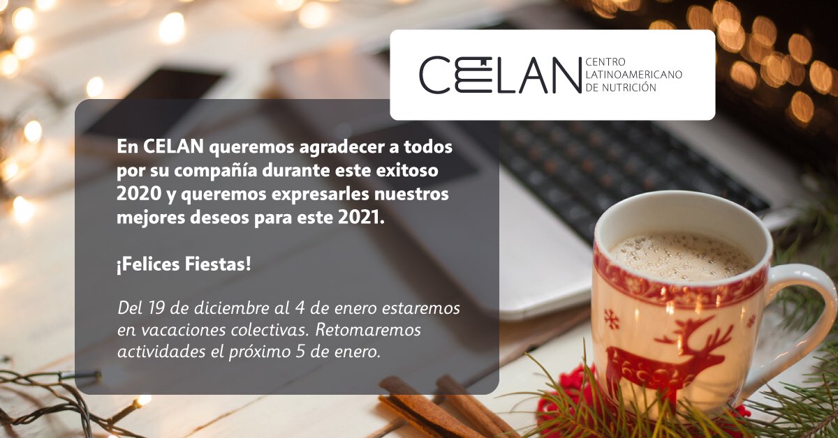 nutricioncelan's tweet photo. A todos, mil gracias por habernos acompañado durante este año, desde CELAN queremos desearles a ustedes y sus familias una feliz navidad y un próspero año nuevo. Para el 2021 vendremos recargados con muchas sorpresas para todos. ¡Felices Fiestas! https://t.co/NfEe9mqtke