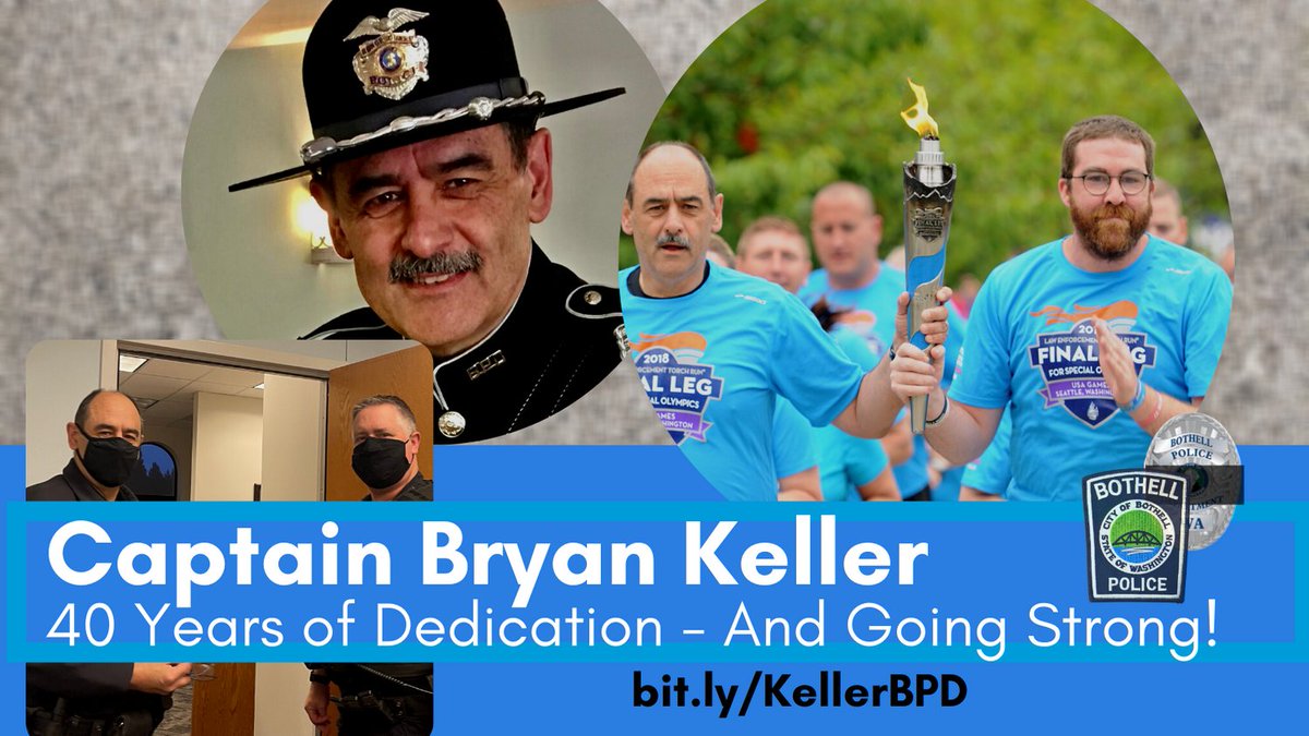 BothellPolice's tweet photo. We're celebrating Captain Bryan Keller's 40 years of service to Bothell, and he's not slowing down!  He's also tirelessly dedicated to Special Olympics. 
Read More:   https://t.co/BXshow5dqt https://t.co/LXqxyX67ld