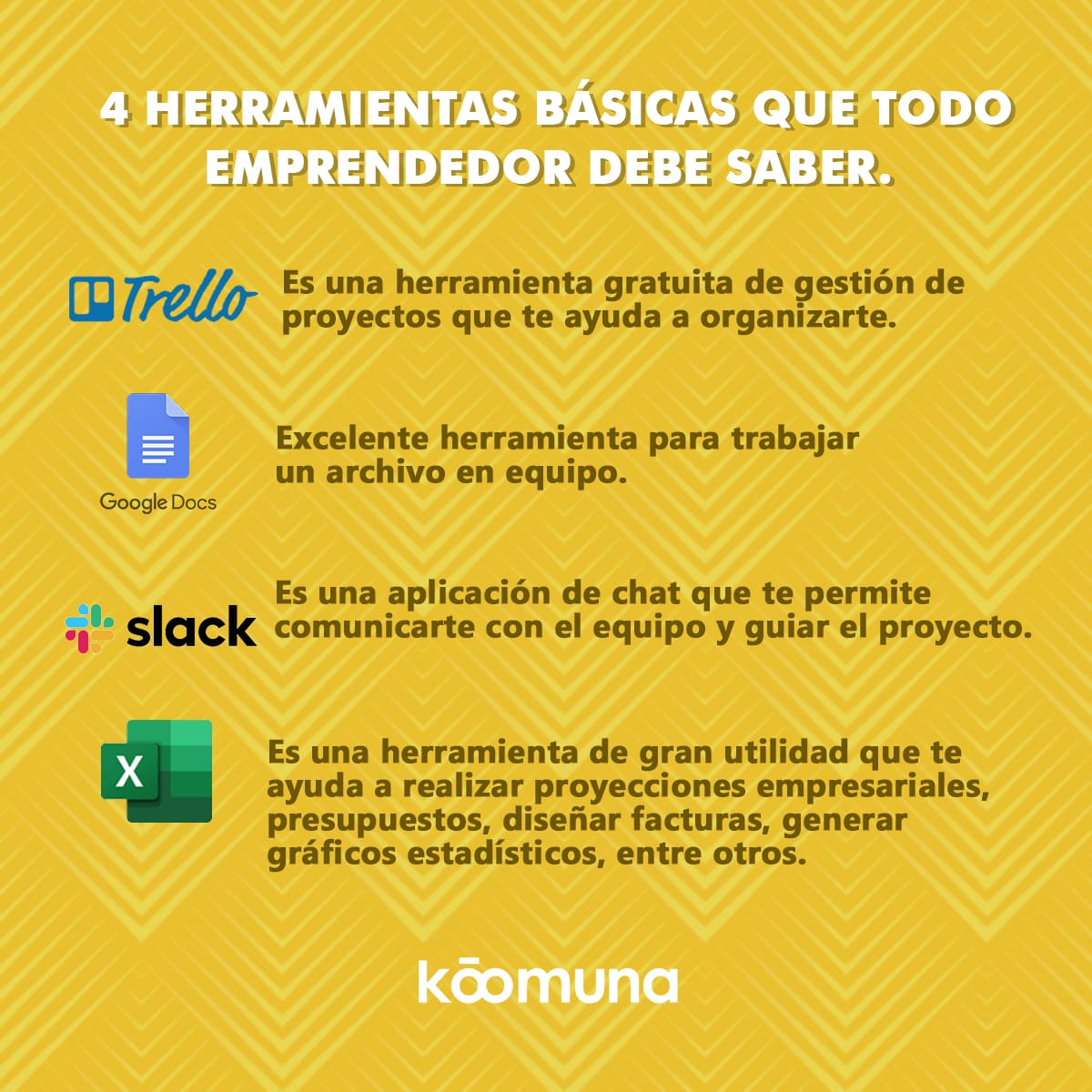 hola_koomuna's tweet image. Una de las herramientas que más recomendamos perfeccionar, es el uso de Excel, debido a su eficacia y rapidez numérica, te será de gran utilidad en todos tus proyectos.

Pregunta por nuestro taller!
#cursodeexcel #cursodeexcelparaemprendedores #koomuna #comunidadparaemprendedores