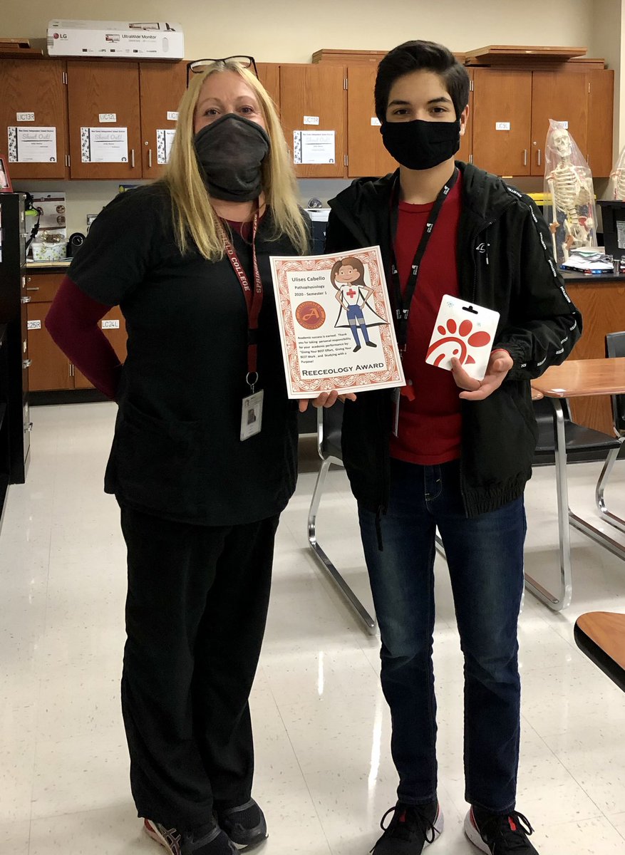 PhsReece's tweet photo. Please congratulate Ulises Cabello for earning the Reeceology Award for
Pathophysiology for semester 1. @CTENCISD #phsspartanslearn https://t.co/XxupX1D7Kl