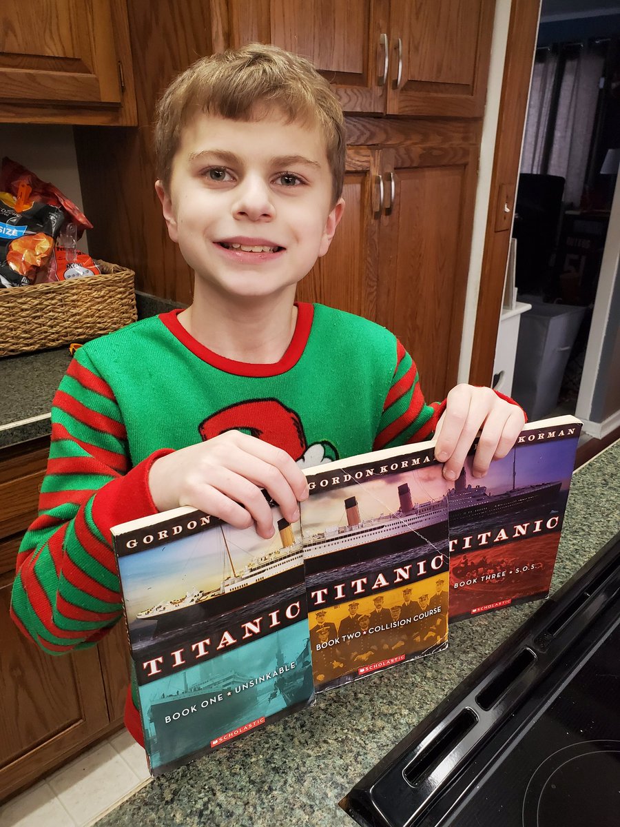 KrykStephanie's tweet photo. Dom's wonderful third grade teacher, @MrsThayersClass, remembered Dom loves Titanic and came across a series of books. She passed them along to Dominik. So thankful for amazing Teachers at FRCS! https://t.co/DUoWRIdaNf