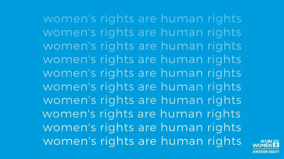 UN's tweet image. Women's rights are human rights!

For a decade, @UN_Women has been working for gender quality &amp;amp; women's empowerment.

Learn more about their efforts to protect &amp;amp; promote the rights of women &amp;amp; girls everywhere: bit.ly/2TT0JGk #GenerationEquality