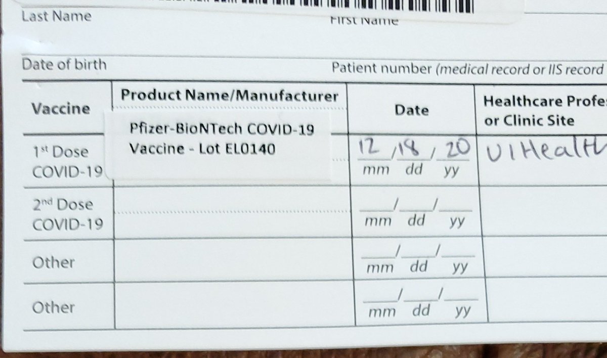 Got my first dose today. Looking forward to the new days in the new year!