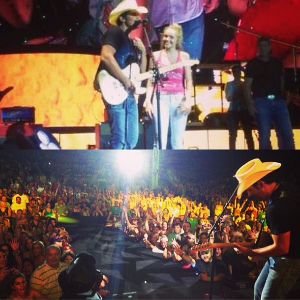 DBradbery's tweet photo. Coming at you with a MAJOR throwback! Also, can you tell I was a teenager with a messy bun...on stage...next to @bradpaisley. HAH. Memories 🤦🏼‍♀️ https://t.co/Wz00Rlo3hS