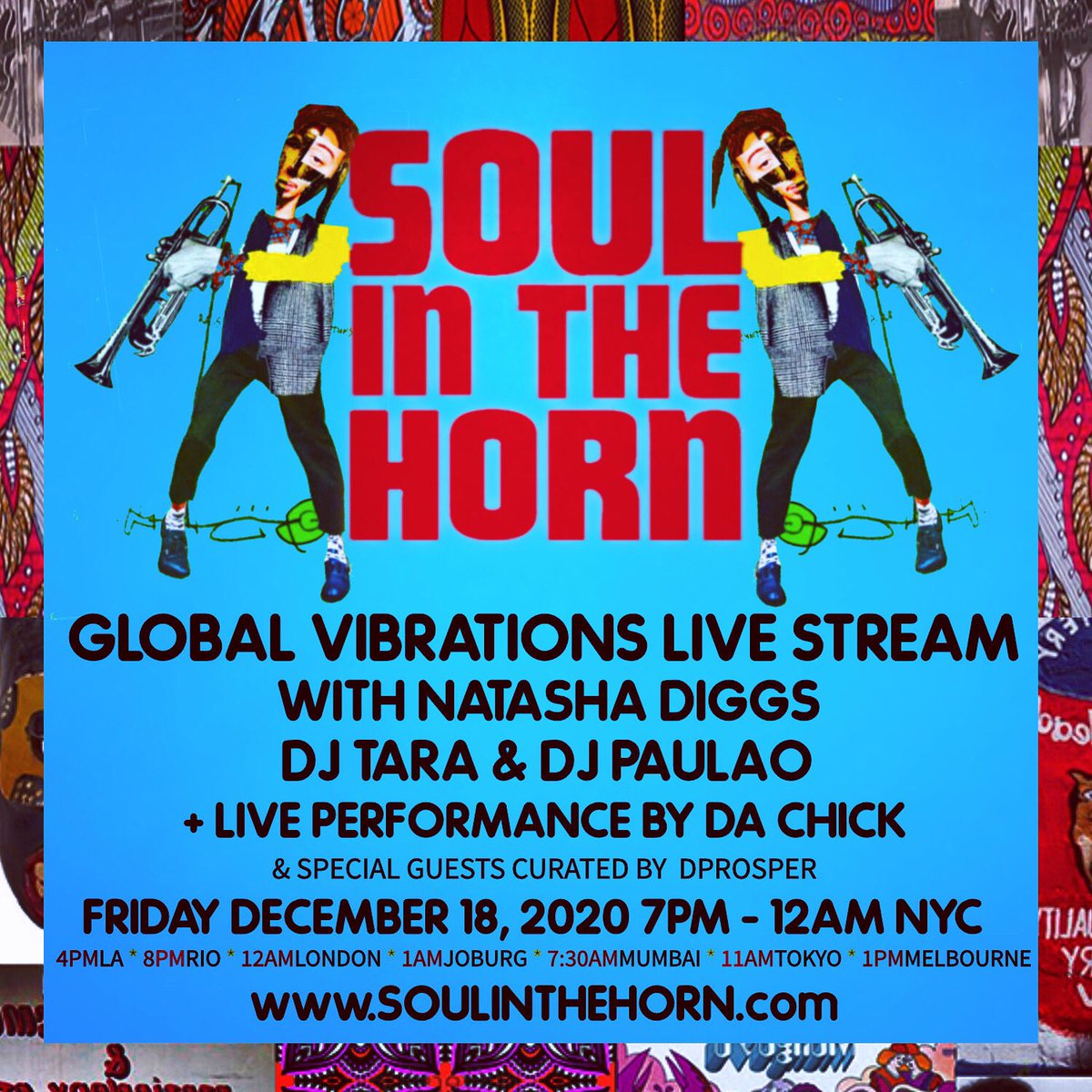 natashadiggs's tweet photo. Tonight! @soulinthehorn Global Vibrstions back in effect wit BK’s finest @djtara x live from Brazil #djpaulao &amp; performance by Portugal funktress #dachick truly a global affair tune in 7pm EST worldwide https://t.co/0P0pDAVhG4 let’s get lifted! 🌍❤️🎺💃🏽 https://t.co/OQ2C1ZZyNR