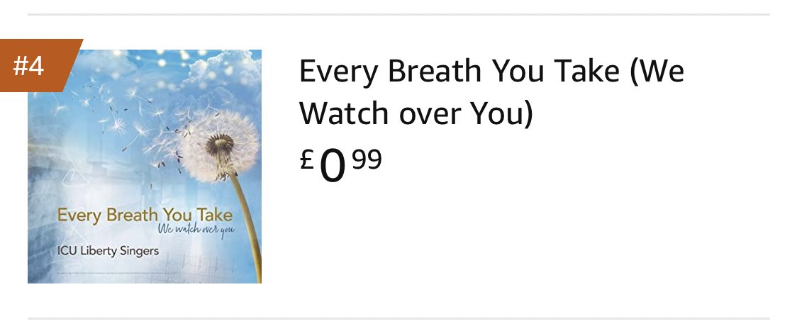 A choir of 100 NHS intensive care staff are currently 4th in the Amazon download chart!

If just 10% of our followers could spare 99p they will be at number 1 this Christmas Day

Please download via the link if you can and RT so others can too
amazon.co.uk/Every-Breath-T…