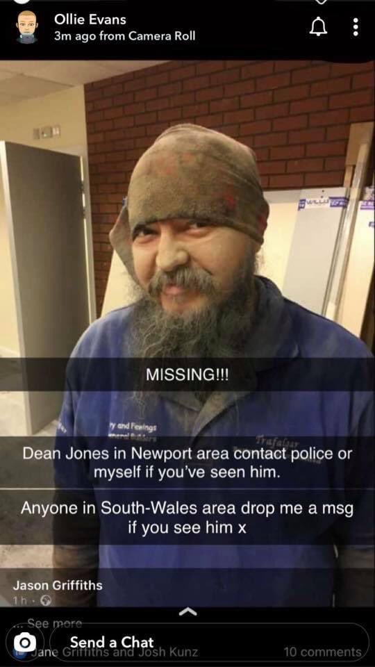 last seen carleon, newport. please dm me if know anything of his whereabouts