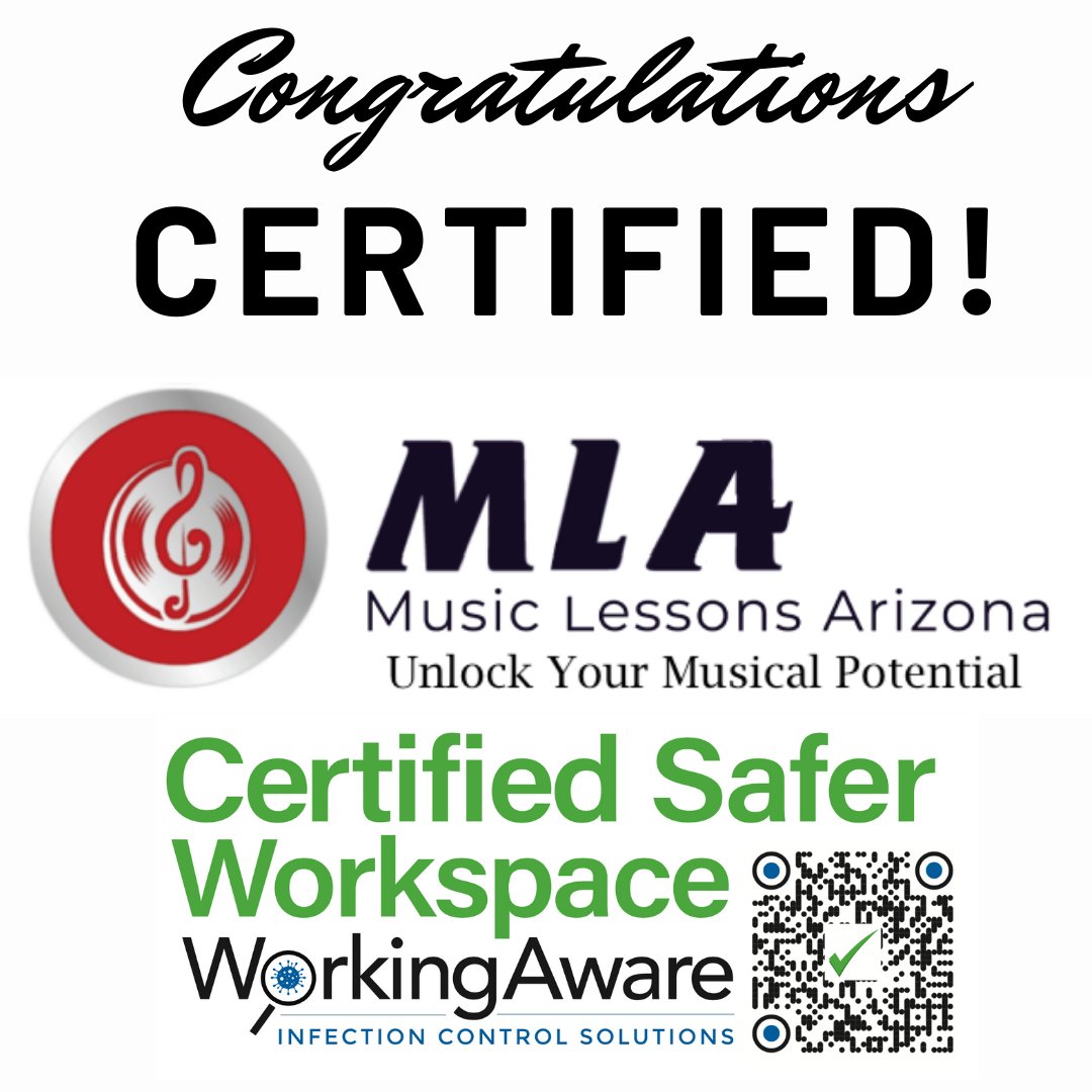 WorkingAware - Infection Control Solutions (@workingaware) on Twitter photo Congratulations to <a href="/ArizonaLessons/">Music Lessons Arizona</a> for becoming a WorkingAware Certified Safer Workspace.
They have partnered with us to make a comprehensive commitment to a safer environment for their employees and their customers. Learn more at workingaware.com Congratulations to <a href="/ArizonaLessons/">Music Lessons Arizona</a> for becoming a WorkingAware Certified Safer Workspace.
They have partnered with us to make a comprehensive commitment to a safer environment for their employees and their customers. Learn more at workingaware.com