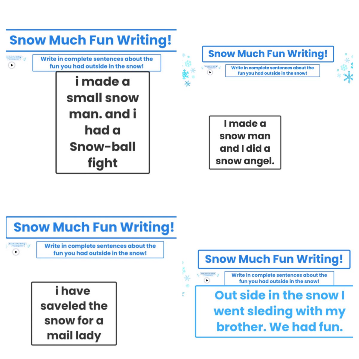 Miss_Willison's tweet photo. Yesterday for writing I asked my kiddos to go outside and have fun in the snow... They did not disappoint!! ❄️☃️ #HTSDhavingFun #LalorStrong #2ndistheBest https://t.co/YZOyITeBPR
