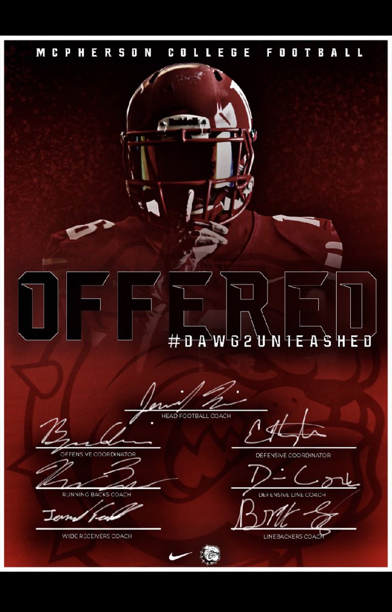 Honored to receive an offer from McPherson🖤