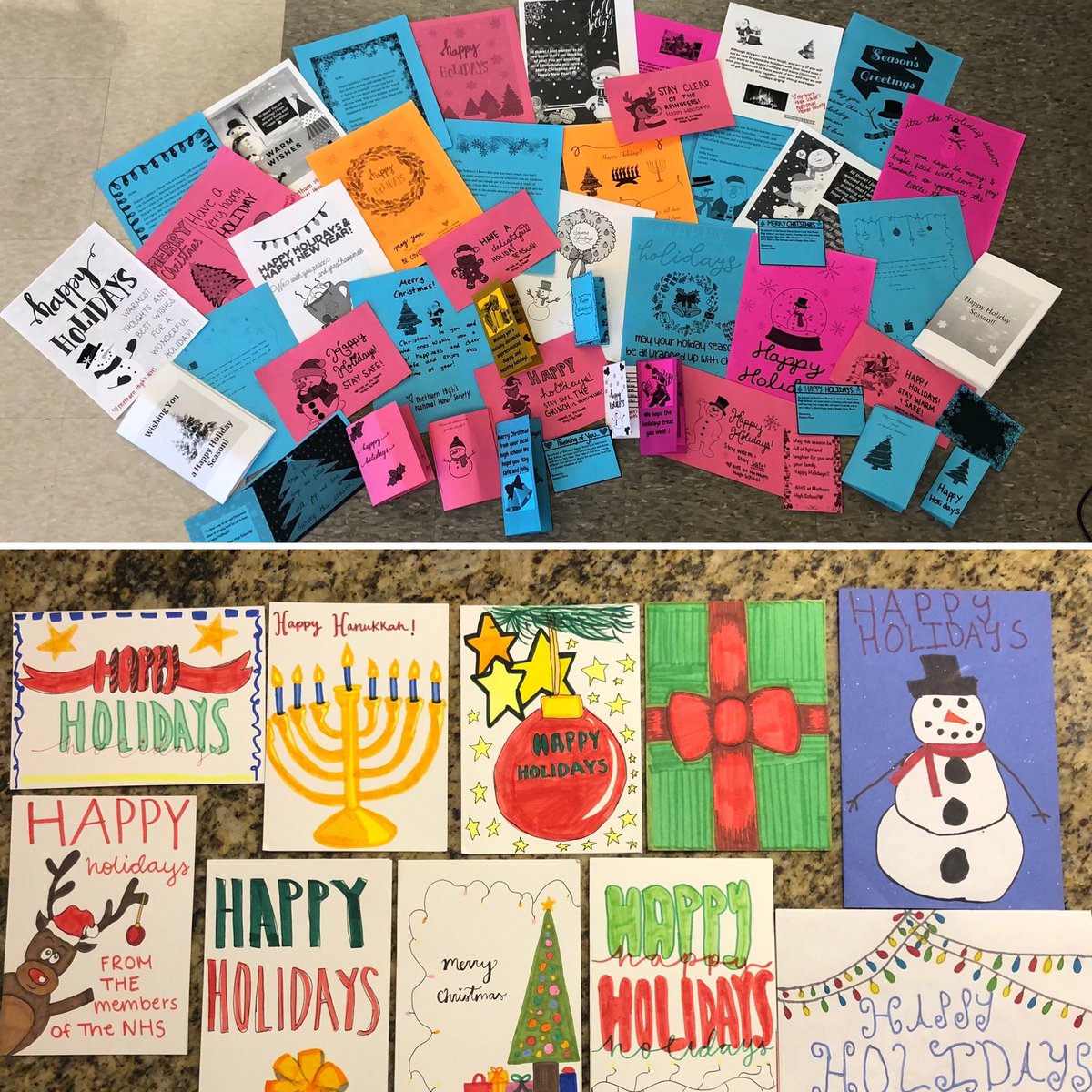 These adorable cards are off to the Nevin’s Nursing Home! Thank you to all of the members that participated!! You are such a talented bunch! ❤️ <a href="/MPS_MethuenHigh/">Methuen High School</a>