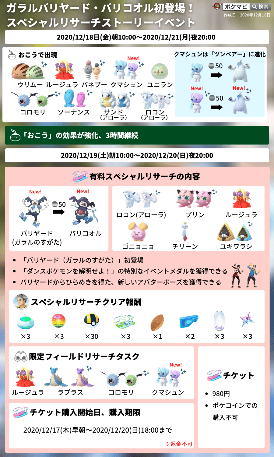 Twitter 上的 ポケモンgo攻略情報 ポケマピ バリヤード ガラルのすがた と出会える有料スペシャルリサーチ ダンスポケモンを解明せよ のタスクとリワードの内容が確認されています タスクとリワードの内容 T Co Vzs0fq5ypf 開催情報まとめ