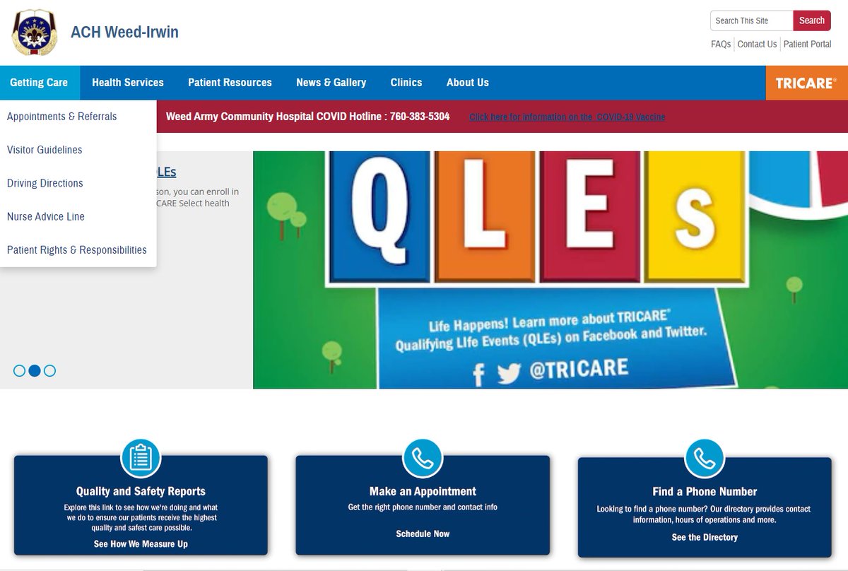 weedarmymed's tweet photo. NEW WEBSITE:  Today we launched our new website! The enhanced Weed Army Community Hospital website delivers better service, accessibility, and ease of navigation. Check it out today! Visit https://t.co/MaDfflVhkC
#TRICARE #MilHealth #MHSTransformation https://t.co/HaGsM8vj31