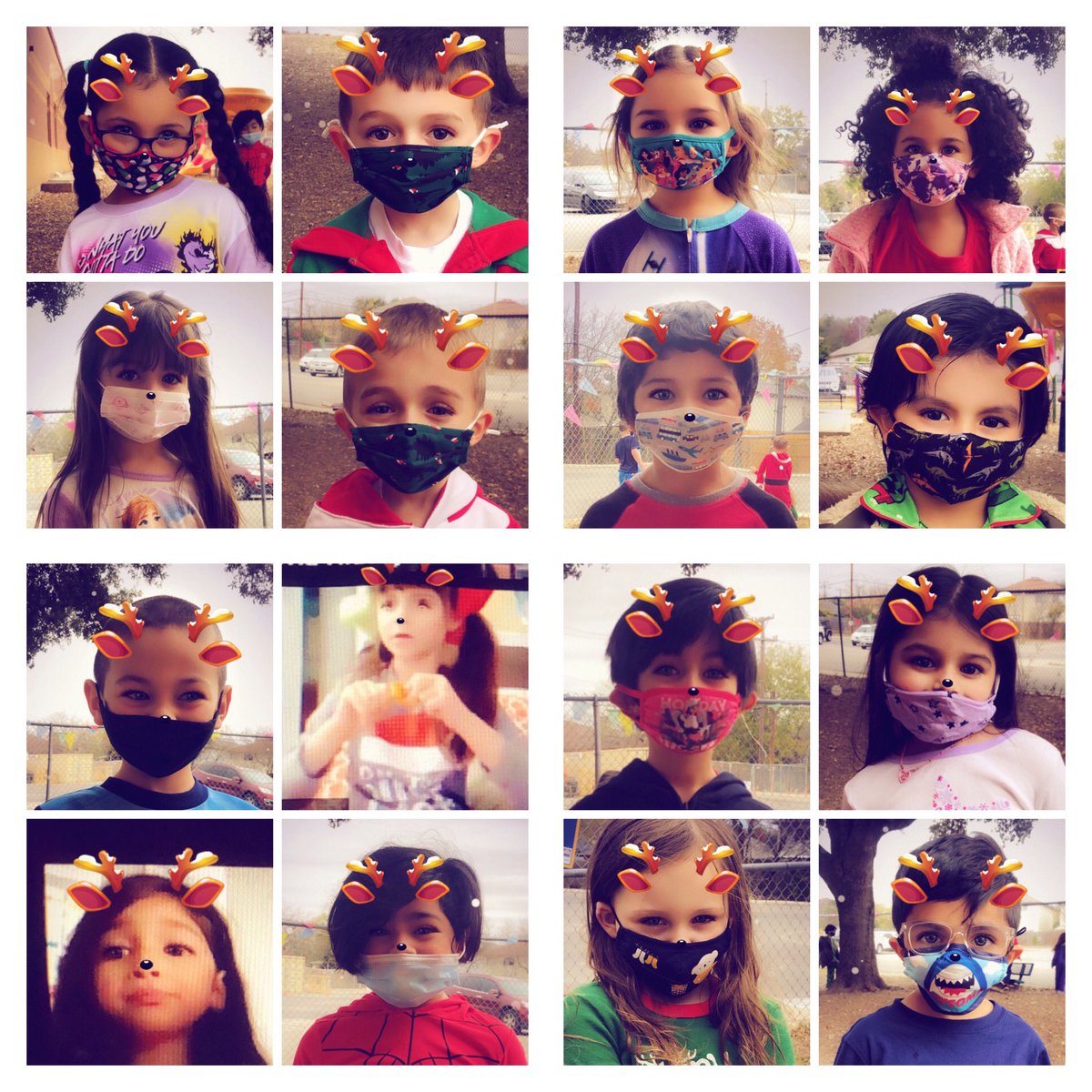 teachercarolh's tweet image. Merry Christmas from some of my little “deers” 💕🥰 We didn’t just survive teaching &amp;amp; learning in 2020, we found joy in a million small moments of it. When there was no playground equipment, we explored nature. When masks covered our mouths, we smiled with our eyes. #ClassFamily