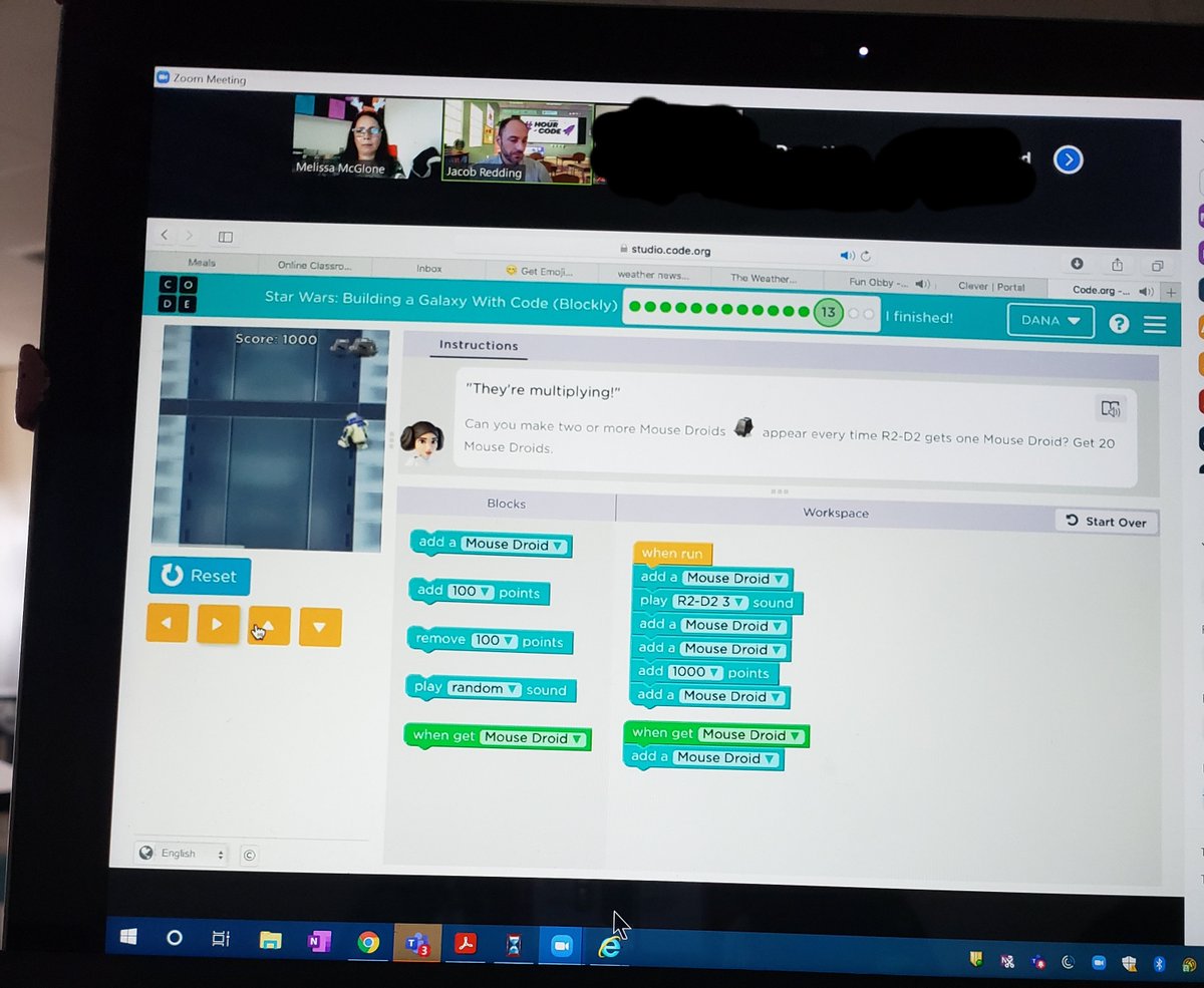 McGloneMIEE's tweet image. What could be more fun for eLearning students @TurnerBartelsK8 than
coding Star Wars with @Accenture via @zoom_us  #HourOfCode2020