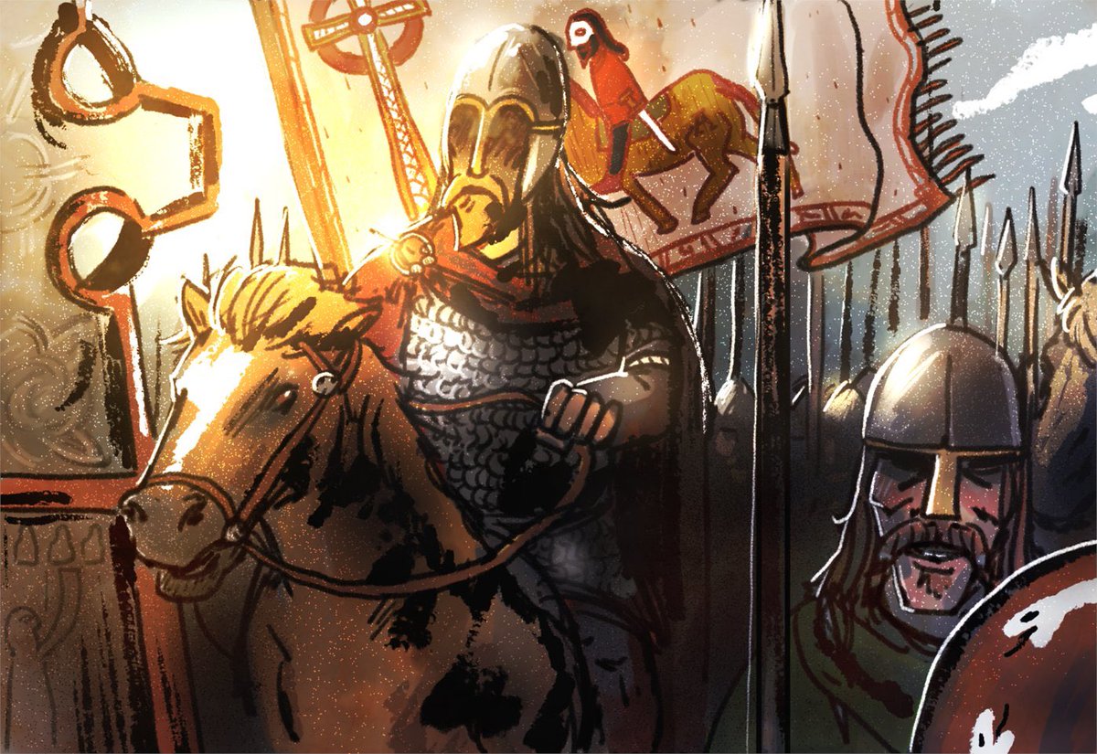 A wee thread about my comic, saints and uncertaintyIn this story I use the rider from the Govan sarcophagus on a Strathclyde battle flag Who the Sarcophagus was actually made for remains a mystery, but for my comic I’ve went with the murdered ruler of Alt Clut, King Artgal.