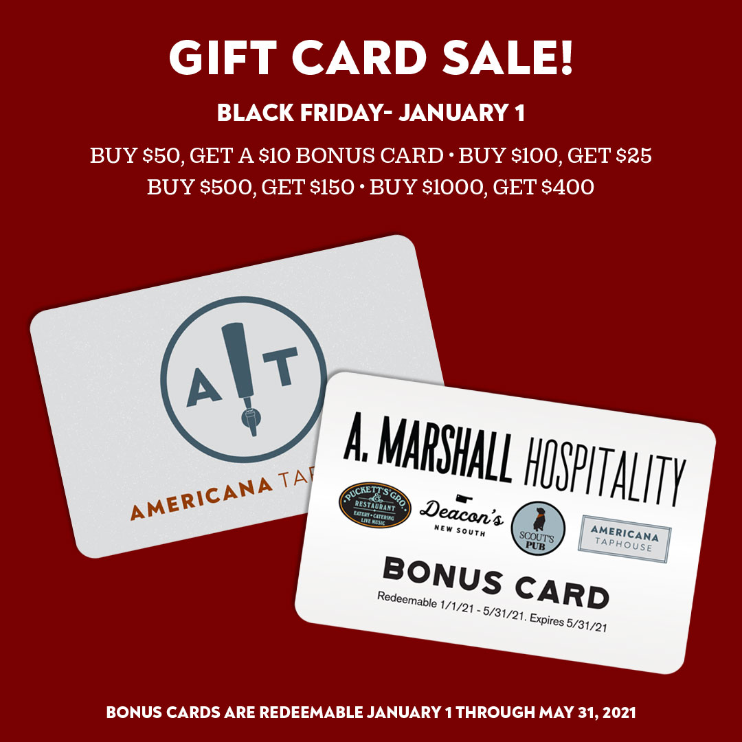 Digitally gifting this year? Give the burger &amp; beer aficionado in your life something that's sure to please! 🎁

Shop the sale at amarshallhospitality.instagift.com, or stop by Americana to purchase physical gift cards.
