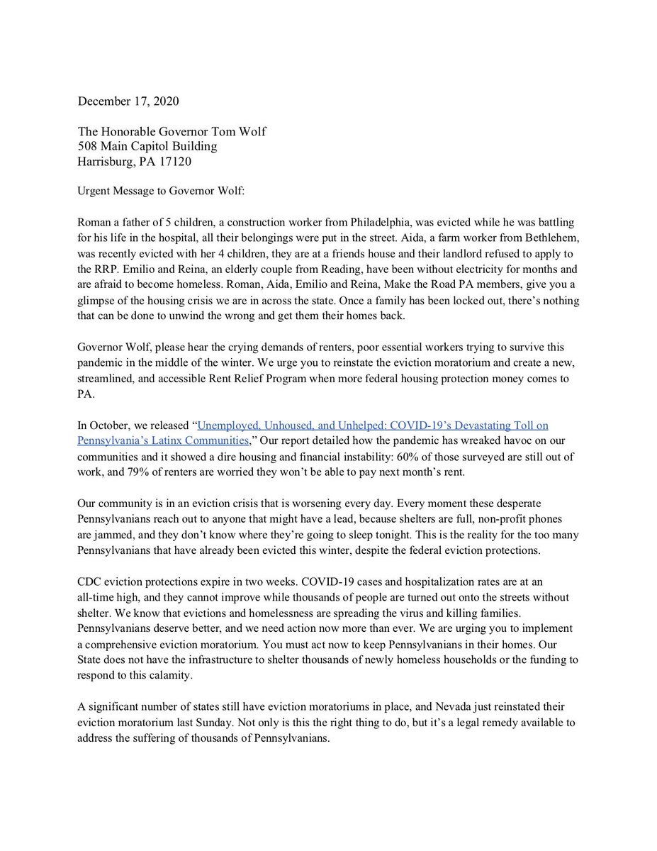 Every moment these desperate Pennsylvanians reach out to anyone that might have a lead, because shelters are full, non-profit phones are jammed, and they don’t know where they’re going to sleep tonight.  #EvictionMoratorium  #HousingCrisis  #CovidRelief