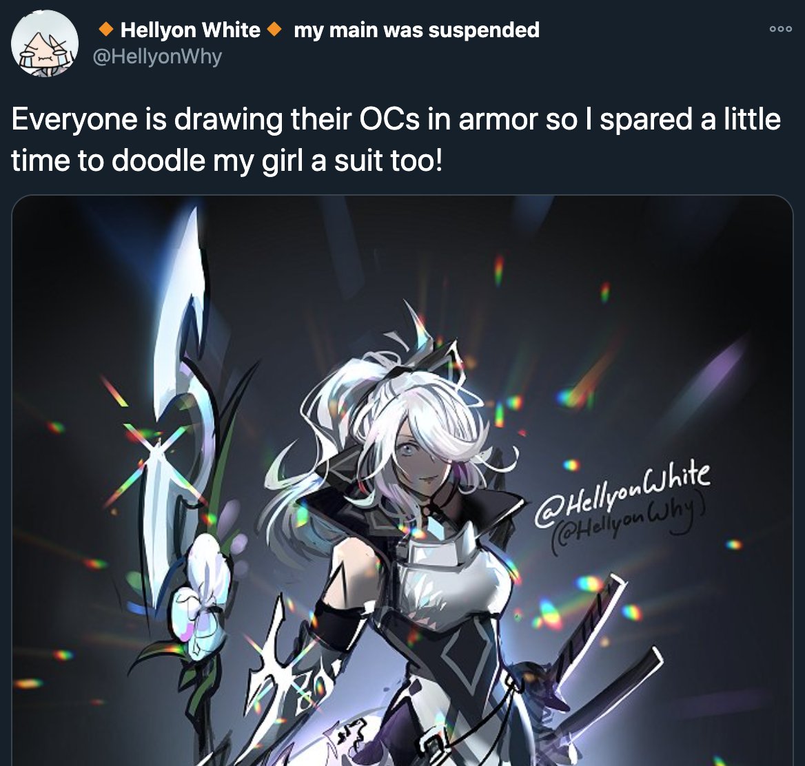  @HellyonWhy /  @HellyonWhite My only autographed artwork is hers. She's an absolute talent - and her streams are always so much fun! She does incredible commission work and is a gem! P.S.  @Twitter free her main account!