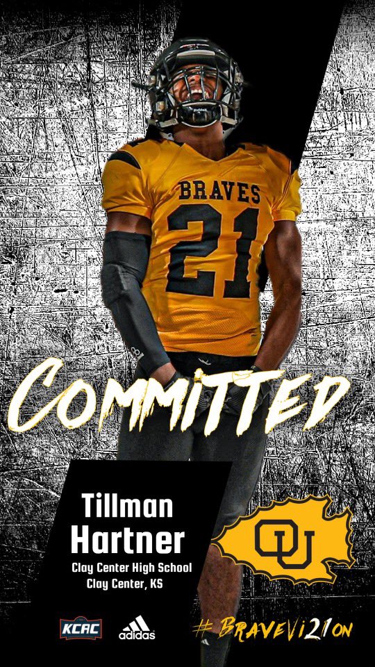 TillmanHartner's tweet photo. Gods grace and much support from family, friends, teammates, and coaches have led me here. I’m excited to announce my commitment to Ottawa University as I move onto the next chapter. 🟡⚫️ #BraveVi21on @TheCoach_Buddha @CoachKessinger @OttawaUFootball @CoachJulianM https://t.co/PxSBIjgsY4