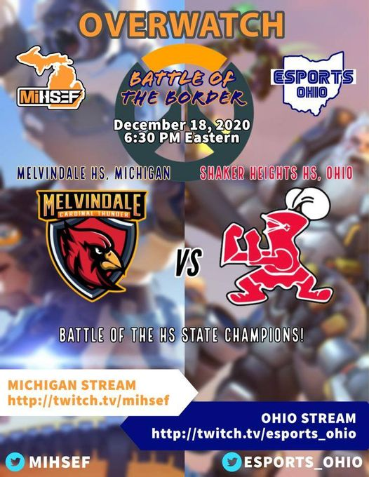 CoachFalco_OW's tweet photo. Tune in for the Battle of the Border here at 6:30 on https://t.co/7xQ8GagMv6.  MI state champs vs OH state champs.  #Overwatch #Michiganvsohio #hsesports #esports https://t.co/bOhoGrn7BW