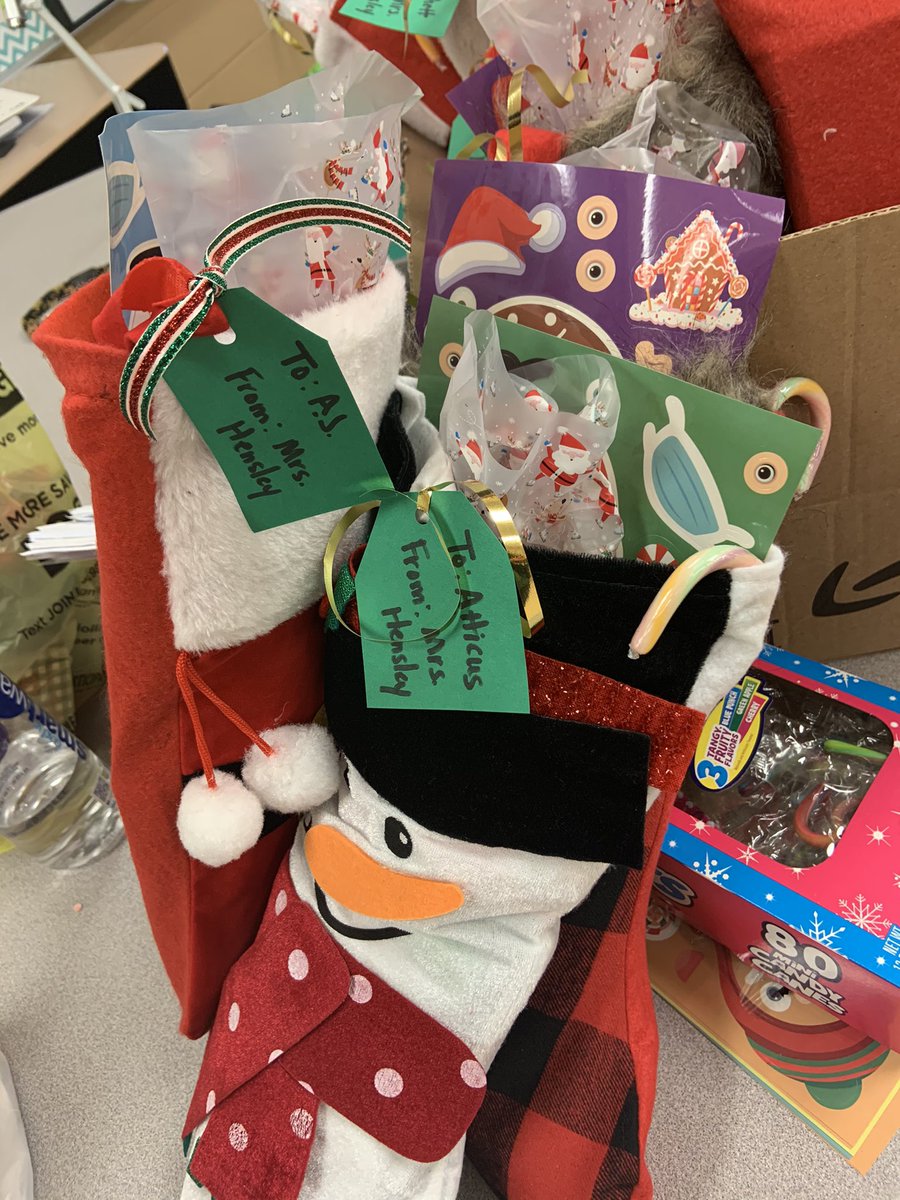 My teacher heart is happy after delivering stocking surprises to my students ❤️ It was so nice to see their smiling faces (from a distance and masked 😉)Christmas is so magical for children...even in 2020! <a href="/GrandviewES/">Grandview School</a> <a href="/ChurchwellTara/">Dr. Tara Churchwell</a>