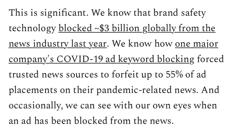 if you’re a reporter that gets paid to cover........ really anything (but esp topics like police brutality or qanon), you *need* to read this  https://branded.substack.com/p/inside-the-chaos-of-brand-safety