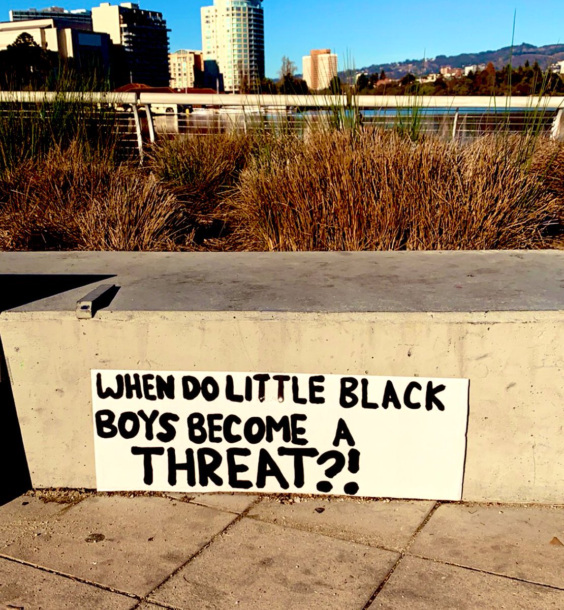 abolitionsf's tweet photo. “When do little Black boys become a threat?!”

2:00pm Lake Merritt #OAK 
#abolitionistmovementsf https://t.co/ArUbYiqwwC