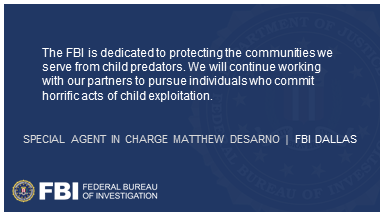 FBIDallas's tweet photo. A west Texas child predator was sentenced yesterday to life in federal prison following an investigation by @FBIDallas and @LubbockPolice. https://t.co/eo9urzx9ao https://t.co/IV6oVLS07x